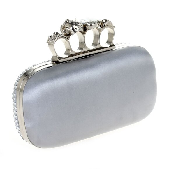 NWT silver knuckle clutch with rhinestones - Picture 3 of 8